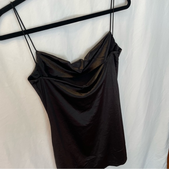 Zaful Black Satin Cowl Neck Mini Dress 10 Sexy Clubwear Cocktail Homecoming - Picture 9 of 15